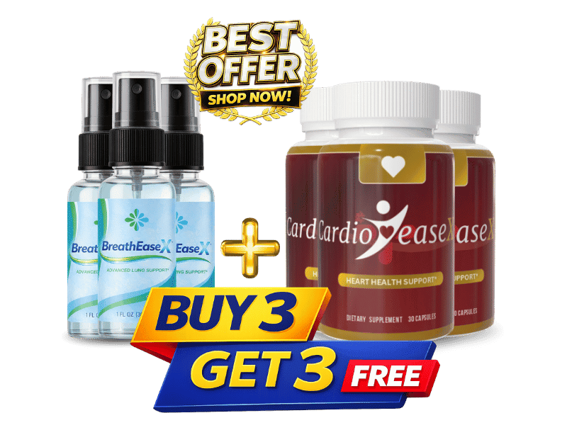 BreathEaseX 3 bottles + 3 CardioEaseX free